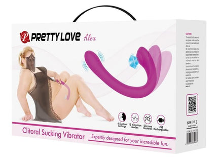 Lila silikon klitoris saug vibrator mit blauem saugnapf von pretty love alex für intime stimulation