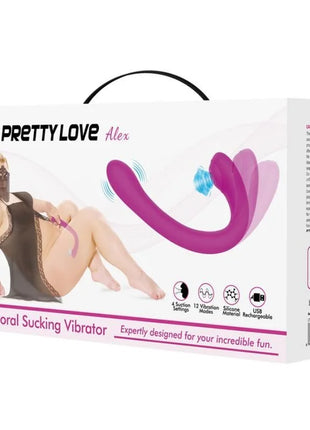 Lila silikon klitoris saug vibrator mit blauem saugnapf von pretty love alex für intime stimulation