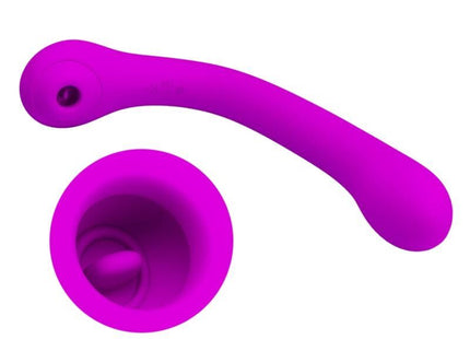 Vibranter lila silikon-curved-wand vibrator mit abnehmbarem becheraufsatz von pretty love alex vibrator und klitorisauger flieder
