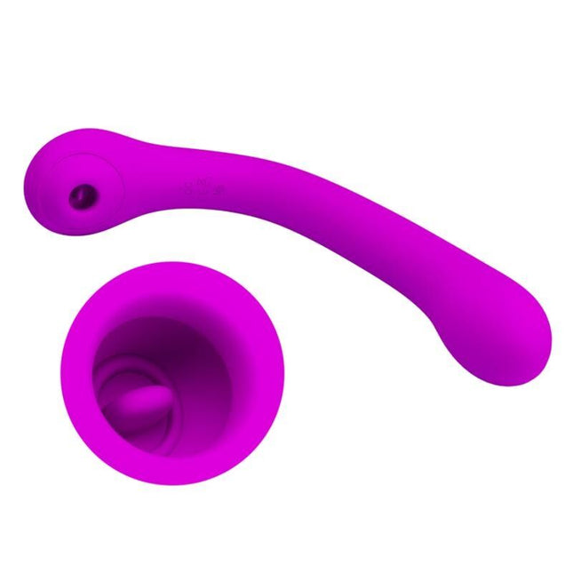 Vibranter lila silikon-curved-wand vibrator mit abnehmbarem becheraufsatz von pretty love alex vibrator und klitorisauger flieder