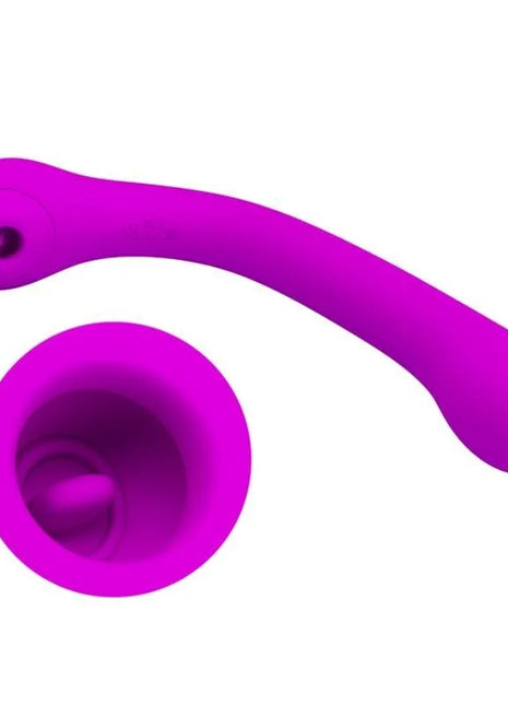Vibranter lila silikon-curved-wand vibrator mit abnehmbarem becheraufsatz von pretty love alex vibrator und klitorisauger flieder