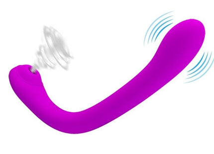 Vibrativer silikonvibrator in lebhaftem flieder mit gebogenem ergonomischem design und klitorsauger von pretty love alex