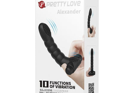 Schwarzer pretty love alexander fingerschwinger aus silikon mit strukturierter grifffläche und abgerundetem kopf