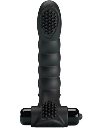 Schwarzer silikon-fingervibrator pretty love alexander mit 10 vibrationsstufen und strukturiertem griff