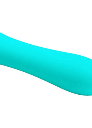 Teal silikon vibrator mit glatten, abgerundeten konturen aus pretty love alfreda super power vibrator aqua green design