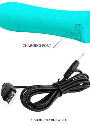 Teal silikon vibrator mit usb aufladbarem anschluss und schwarzem kabel pretty love alfreda super power vibrator aqua green
