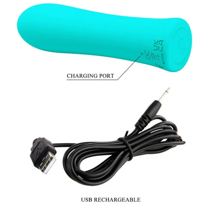 Teal silikon vibrator mit usb aufladbarem anschluss und schwarzem kabel pretty love alfreda super power vibrator aqua green