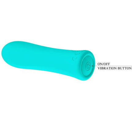 Teal silikon vibrator mit abgerundetem ergonomischem design und integriertem an- und ausschaltknopf von pretty love alfreda super power vibrator aqua green