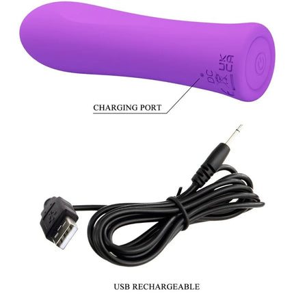 Lila silikon vibrator pretty love alfreda super power mit ladestation und usb-kabel für wiederaufladung