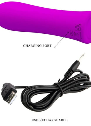 Vibrant violet silicone vibrator pretty love alfreda super power with usb rechargeable charging port