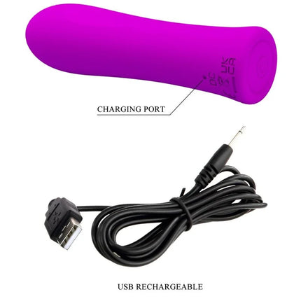 Vibrant violet silicone vibrator pretty love alfreda super power with usb rechargeable charging port