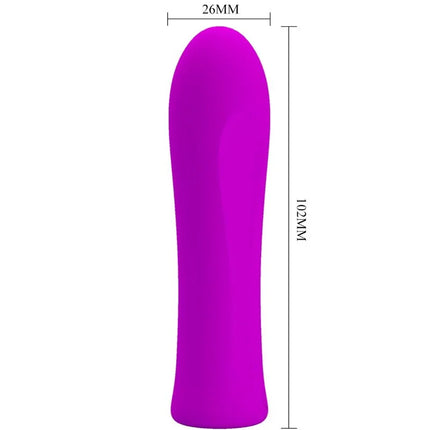 Vibrant purple sleek silicone vibrator with smooth contours and tapered design by Pretty Love Alfrieda Super Power