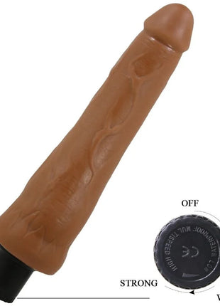 Tanfarbener silikon vibrator von pretty love alfedo 21,5 cm mit schwarzer basis und einstellbarem steuerknopf