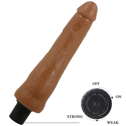 Tanfarbener silikon vibrator von pretty love alfedo 21,5 cm mit schwarzer basis und einstellbarem steuerknopf