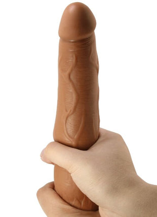 Brauner silikon dildo mit strukturierter, gerillter oberfläche von pretty love modell alfredo 21,5 cm lang