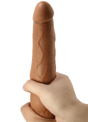 Brauner silikon dildo mit strukturierter, gerillter oberfläche von pretty love modell alfredo 21,5 cm lang