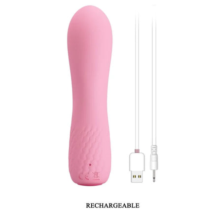 Pretty love alice vibrator pink silikon wiederaufladbar mit strukturiertem griff und usb ladekabel