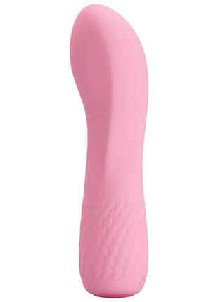 Pretty love alice vibrator pink aus silikon mit strukturierter griffoberfläche und geschwungener form