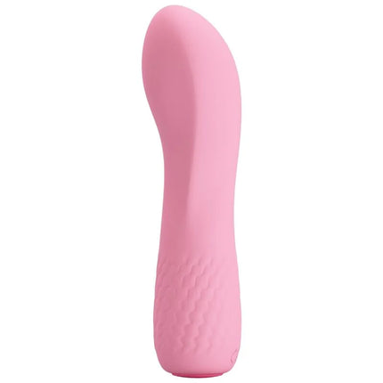 Pretty love alice vibrator pink aus silikon mit strukturierter griffoberfläche und geschwungener form