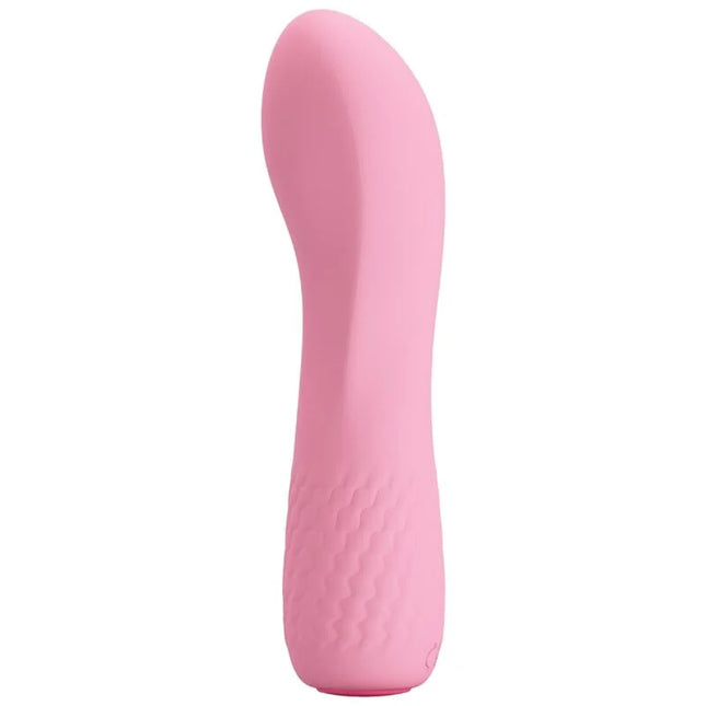 Pretty love alice vibrator pink aus silikon mit strukturierter griffoberfläche und geschwungener form