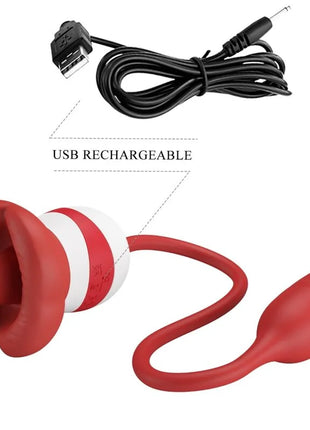 Pretty love aliyah masturbator mit rotem mund roter griff aus silikon mit usb ladekabel und vibrationsfunktion