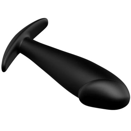 Schwarzer silikon analplug von pretty love mit t-förmigem griff und abgerundetem spitzendesign