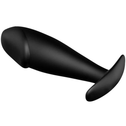 Schwarzer silikon analplug von pretty love mit glatter, konischer form und gebogenem griff für komfortable anwendung