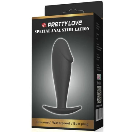 Schwarzer silikon anal plug in penisform von pretty love in schöner gebrandeter verpackung