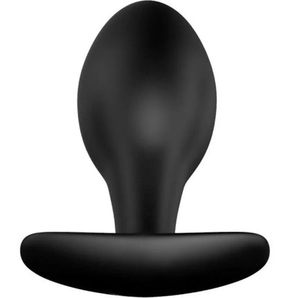 Schwarzer silikon anal plug mit abgerundetem kopf und flachem boden von pretty love 8,5 cm lang