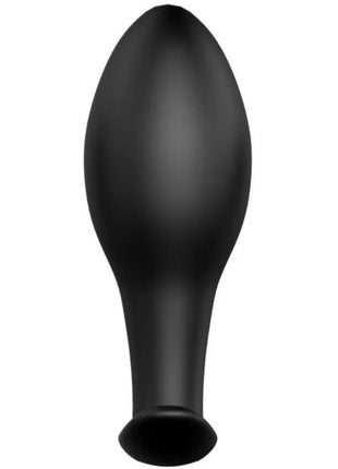 Schwarzer latexballon mit glatter glänzender oberfläche und länglicher ovaler form im produkt pretty love silikonanker anal plug 8,5 cm
