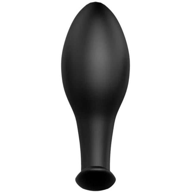 Schwarzer latexballon mit glatter glänzender oberfläche und länglicher ovaler form im produkt pretty love silikonanker anal plug 8,5 cm