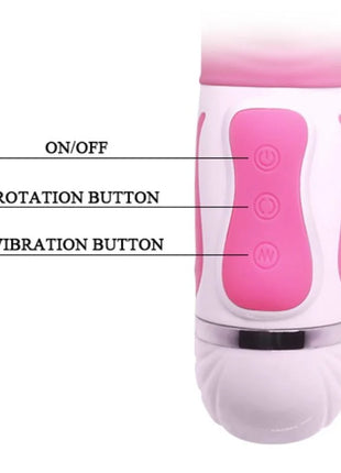Pretty love antoine rotationsvibrator silikon massager in rosa und weiß mit drei tasten und griff