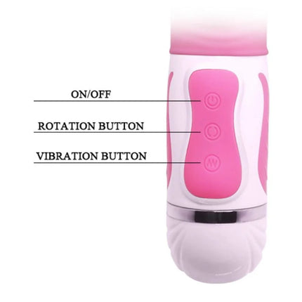 Pretty love antoine rotationsvibrator silikon massager in rosa und weiß mit drei tasten und griff