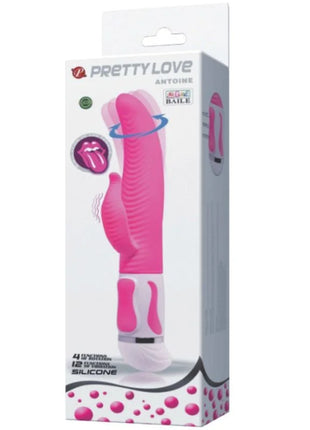 Pink-weißer silikon vibrierender kaninchen vibrator von pretty love modell antoinette für rotationseffekte