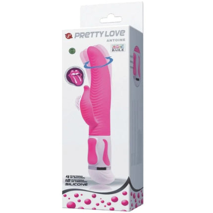 Pink-weißer silikon vibrierender kaninchen vibrator von pretty love modell antoinette für rotationseffekte