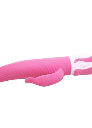 Pink und weiße silikonvibrators mit gebogenem griffdesign von pretty love - antoine rotationsvibrator