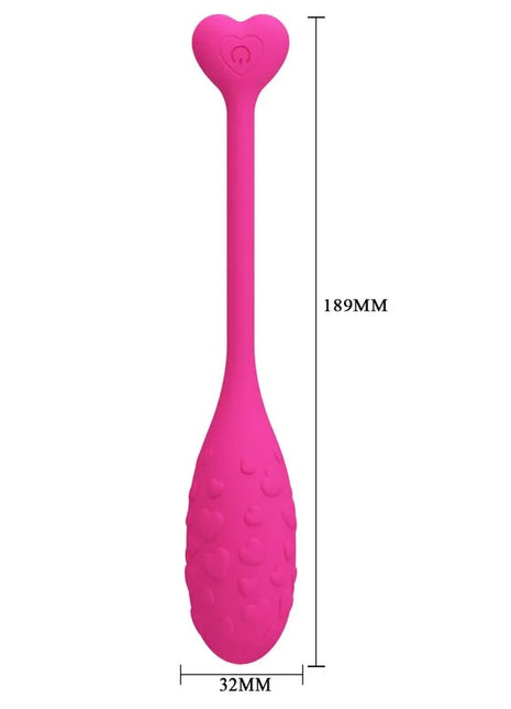 Pink silikon herzförmiges vibraions-ei mit strukturierter oberfläche und power-knopf von Pretty Love