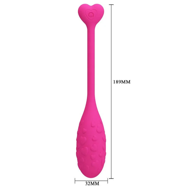 Pink silikon herzförmiges vibraions-ei mit strukturierter oberfläche und power-knopf von Pretty Love