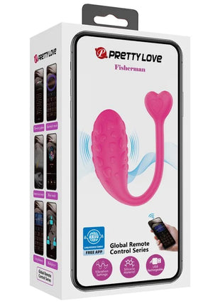 Rosa silikon vibrator in fischform mit herzförmigem griff von pretty love modell fisherman zum app-steuern