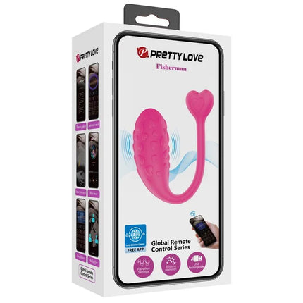Rosa silikon vibrator in fischform mit herzförmigem griff von pretty love modell fisherman zum app-steuern