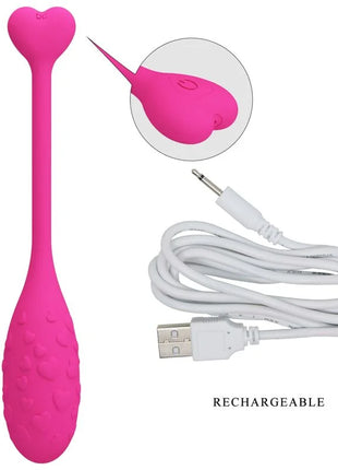 Pink heartförmiger aufladbarer vibrator mit strukturiertem griff und usb-ladekabel von pretty love
