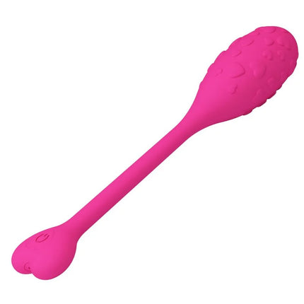 Rosa silikonvibrator mit strukturiertem herzförmigem kopf und glattem griff app-gesteuertes pretty love fisher-vibrations-ei