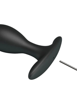Schwarzer silikon aufblasbarer analstecker mit inflationnadel von Pretty Love aus elastischem Material