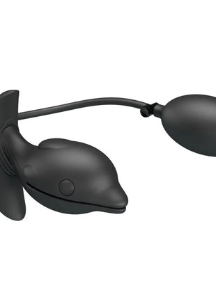 Schwarzer aufgeblasbarer und wiederaufladbarer delfin analsplugs mit pumpe am schwanz von Pretty Love