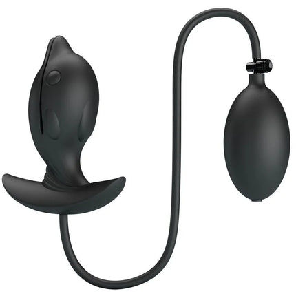 Schwarzer silikon delfin analsplug mit aufblasbarem ballon und schlauch von pretty love