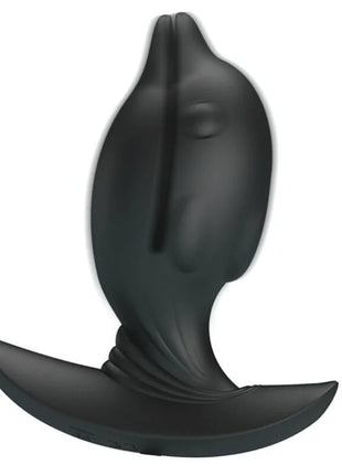 Schwarzer silikon delfin analplug von pretty love mit aufblasbarer und wiederaufladbarer funktion und geschwungener basis