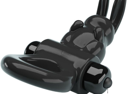 Schwarzer glänzender rabbit vibrator von pretty love mit glatter oberfläche und abgerundeten formen