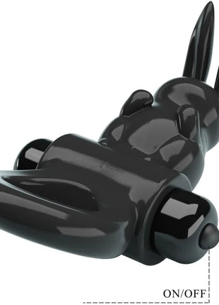 Schwarzer glänzender rabbit vibrator von pretty love mit glatter oberfläche und abgerundeten formen