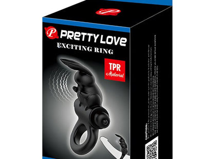 Schwarzer rabbit vibratorring aus tpr material mit 10 vibrationseinstellungen von pretty love