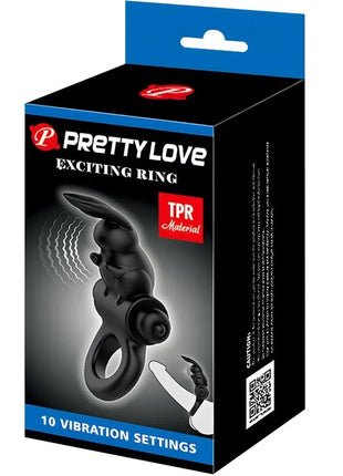 Schwarzer rabbit vibratorring aus tpr material mit 10 vibrationseinstellungen von pretty love